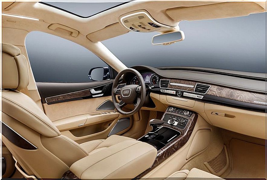 Interior of the Audi S8.