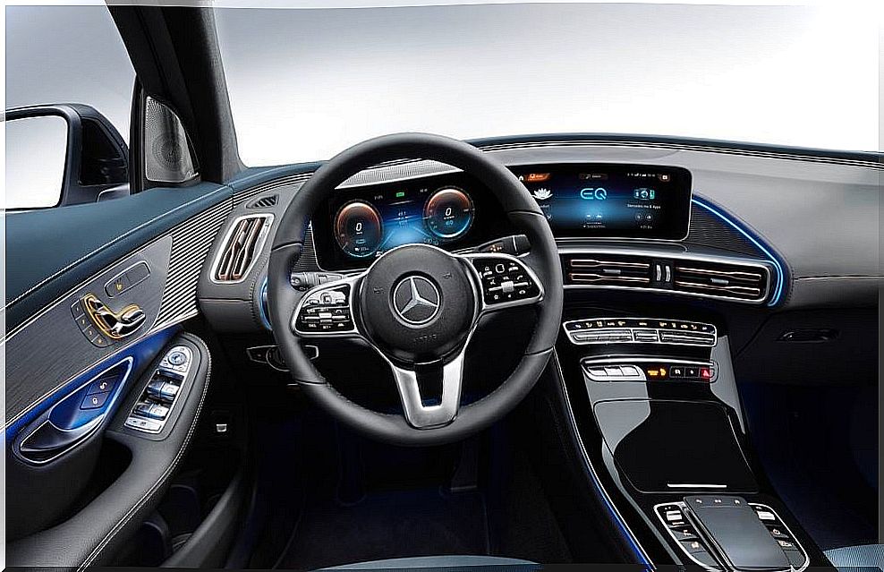 Interior of the Mercedes EQC.