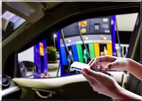 Using mobile at gas station