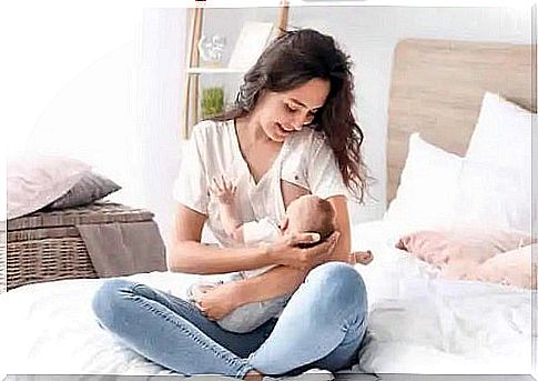 Woman breastfeeding a baby